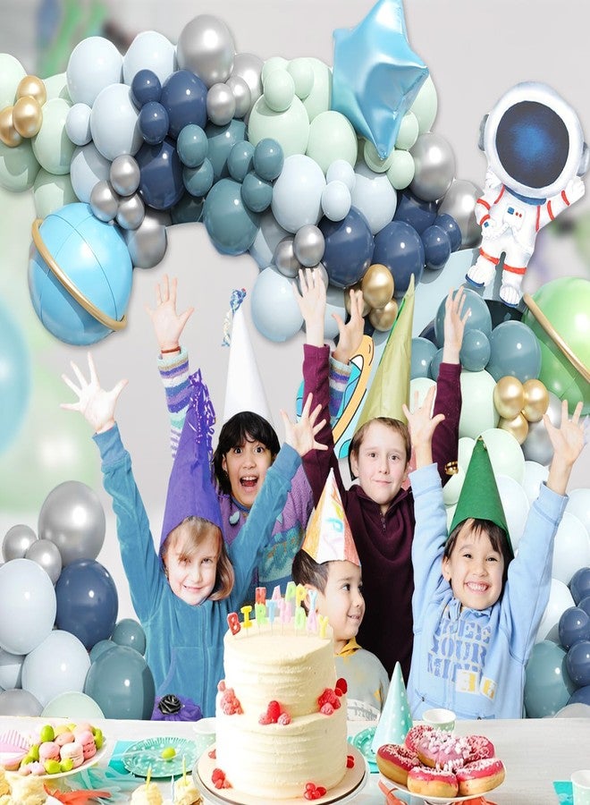Tesochye Outer Space Birthday Decorations Balloons Arch Kit 150 pcs Navy Blue Green Silver Latex Balloons For Boys Kids Universe Astronaut Theme Birthday Party Baby Shower Supplies - Image 4